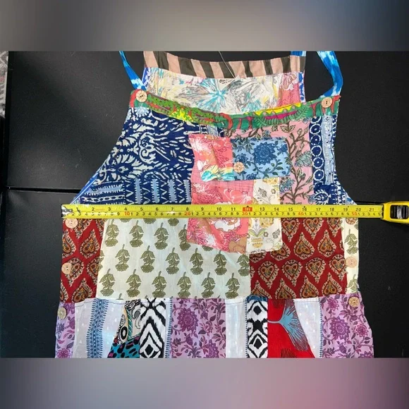 NWOT Ashley Taylor patchwork cotton overalls with pockets One Size Spring - Picture 6 of 10